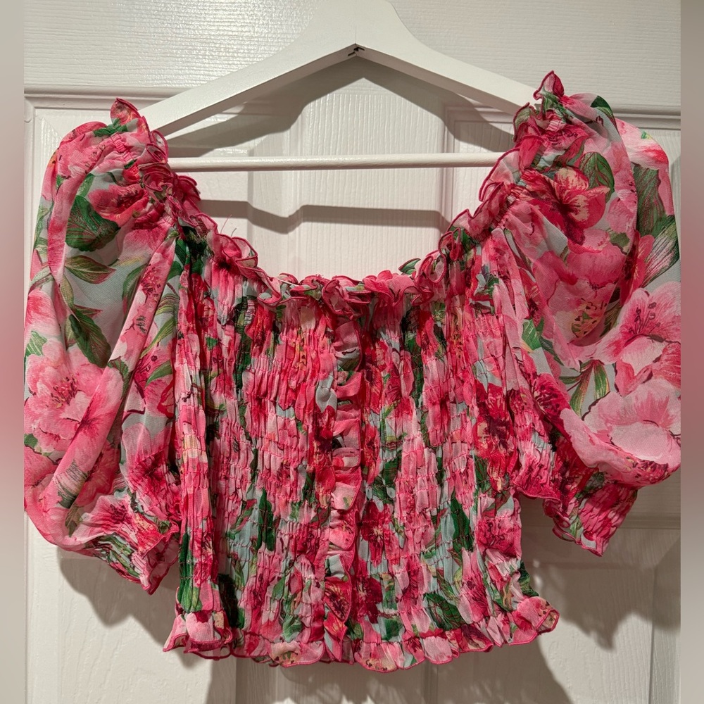 Zara Pink Floral Crop Top NWOT